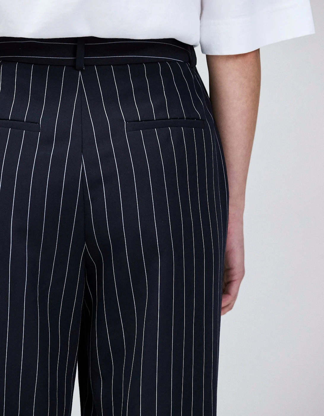 Petite Navy Pinstripe Tailored Trousers