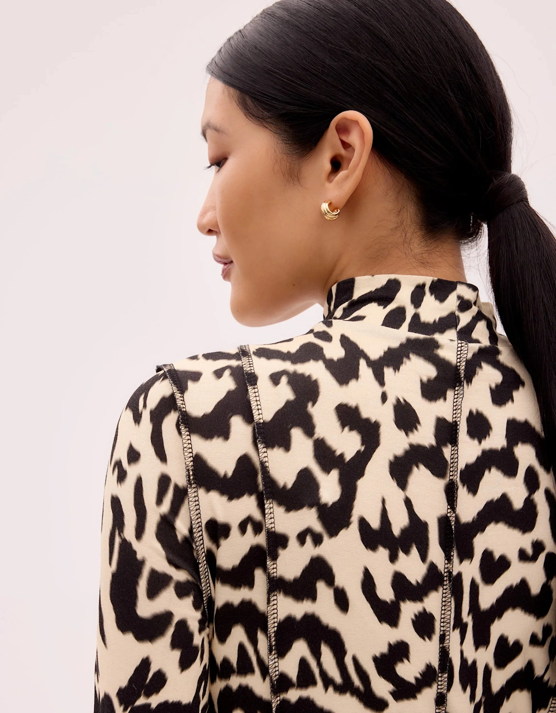 Leopard-Print Jersey Turtleneck Maxi Dress
