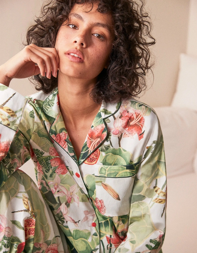 Petite Multi Lotus Print Cotton Pyjamas & Sleep Mask