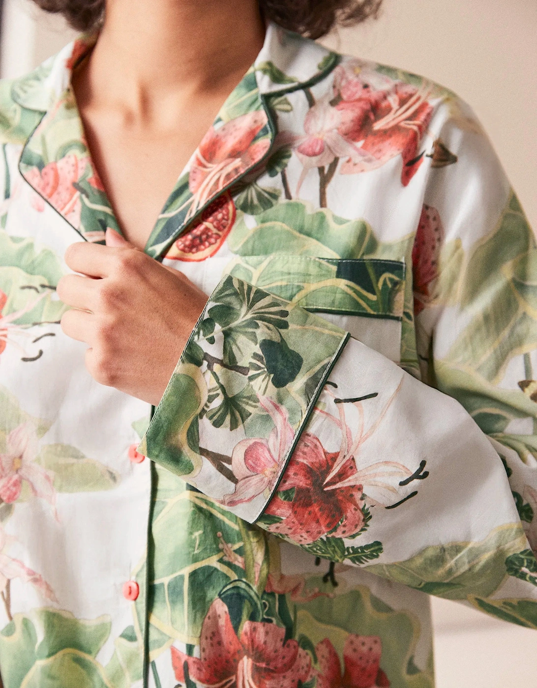 Petite Multi Lotus Print Cotton Pyjamas & Sleep Mask