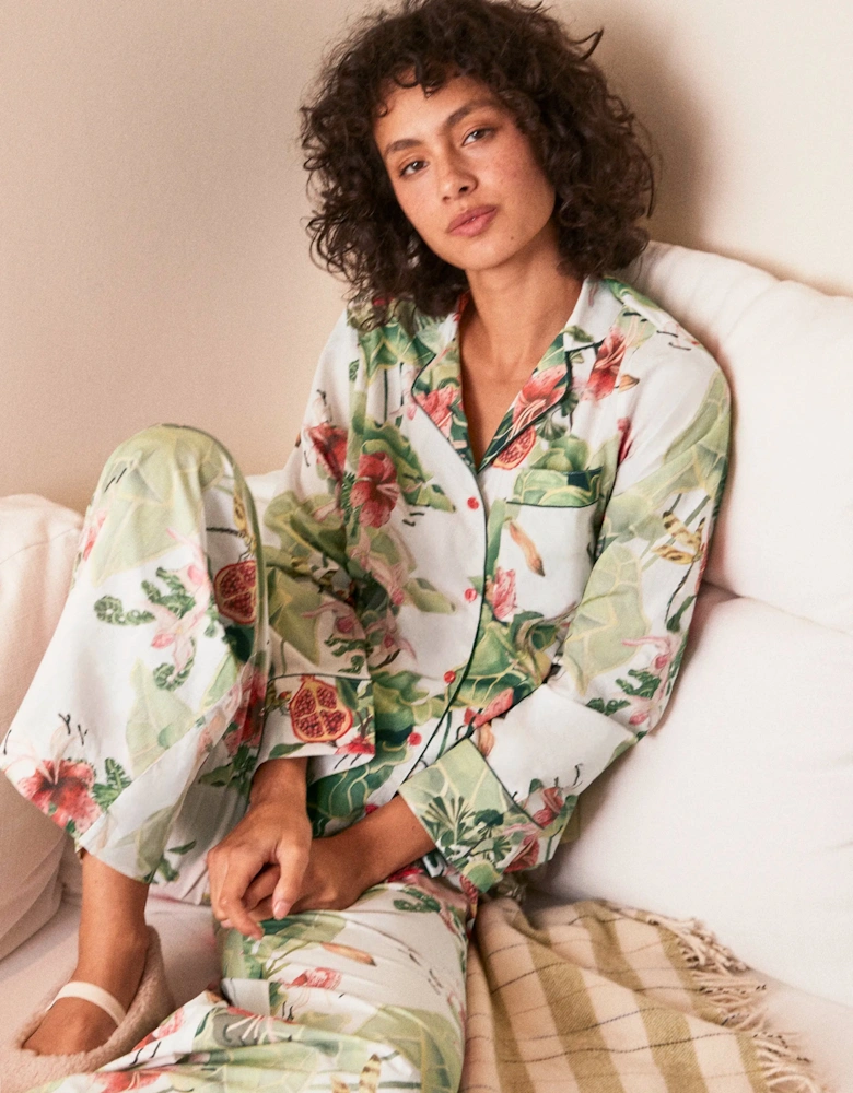 Petite Multi Lotus Print Cotton Pyjamas & Sleep Mask