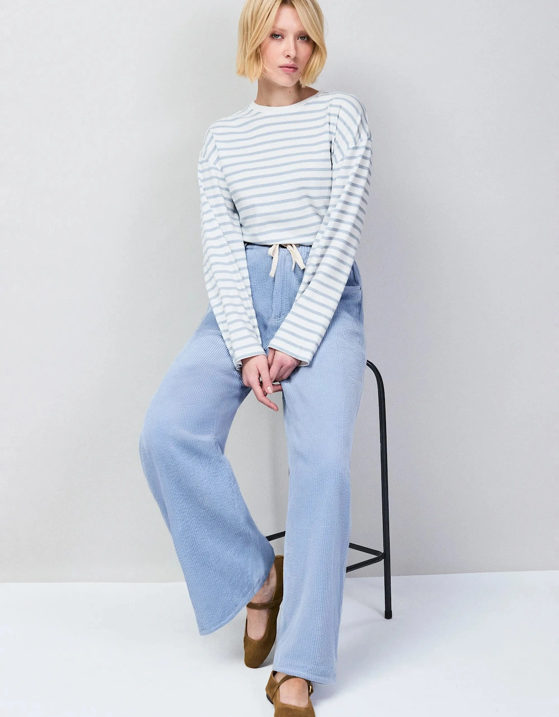 Blue Stripe Long-Sleeved Organic Cotton T-Shirt