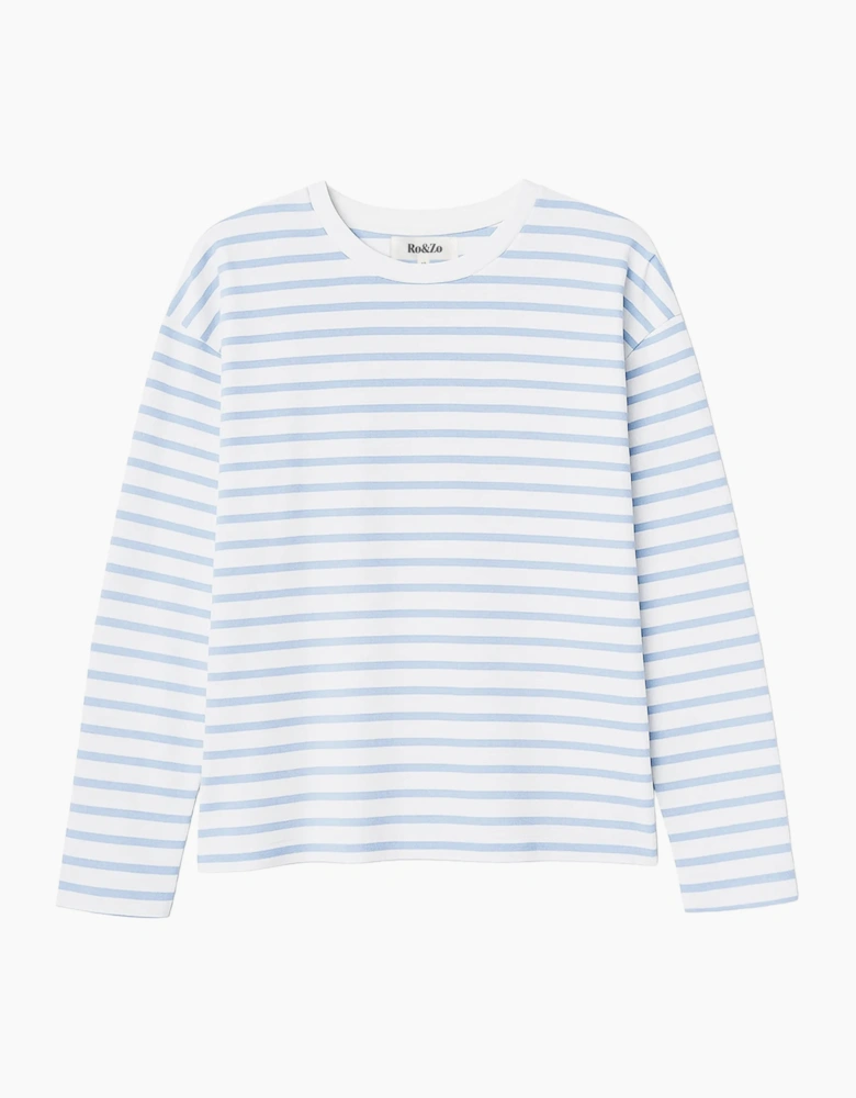 Blue Stripe Long-Sleeved Organic Cotton T-Shirt