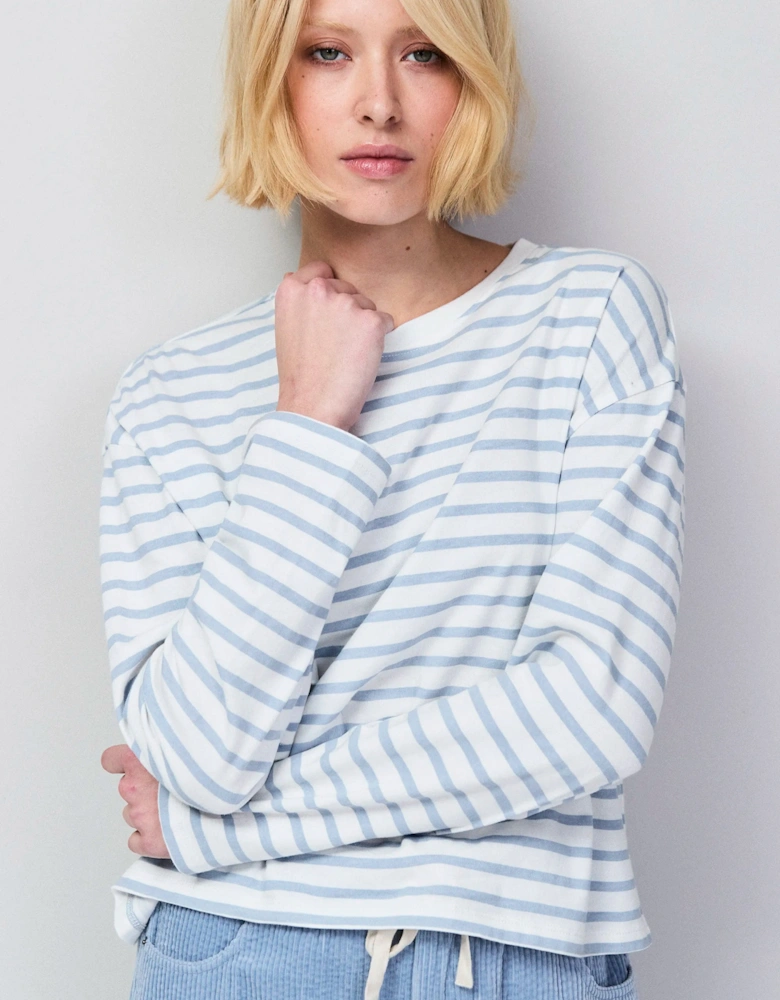 Blue Stripe Long-Sleeved Organic Cotton T-Shirt