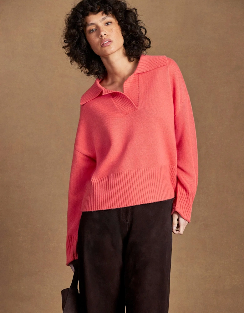 Coral Collar Jumper With Cashmere