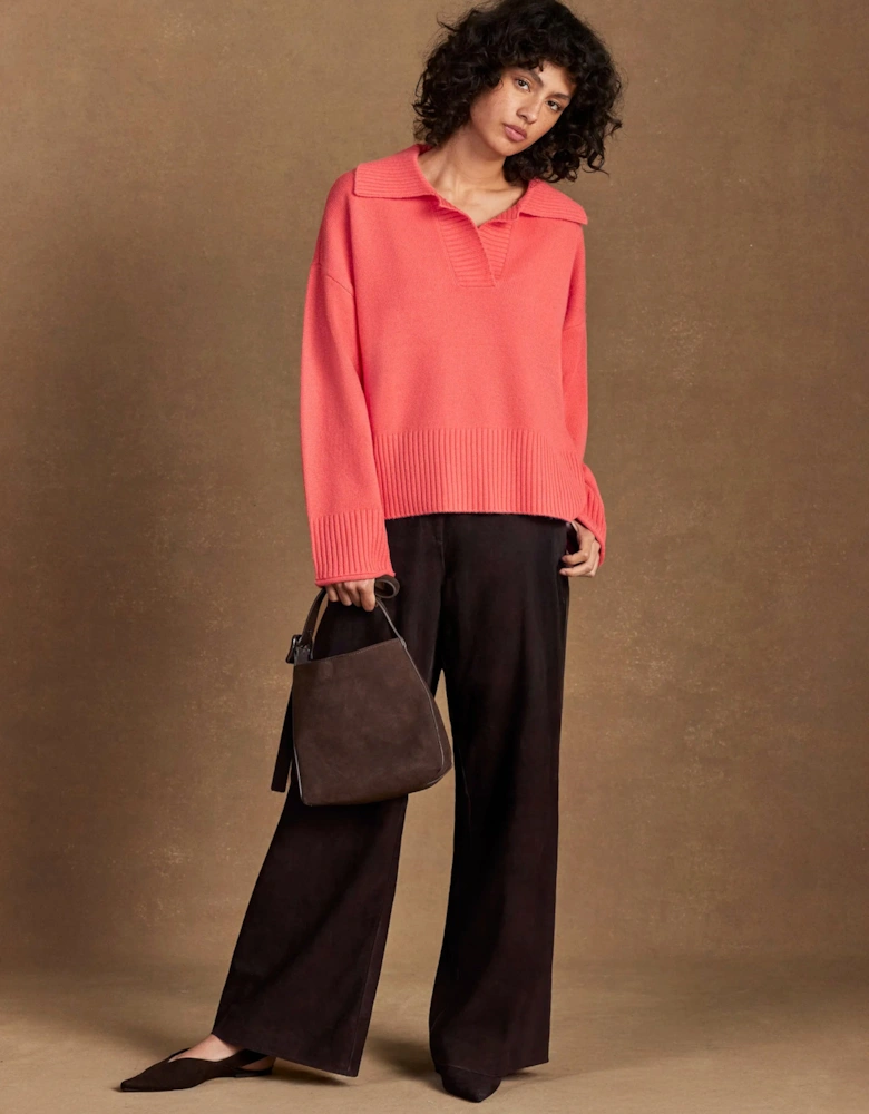 Coral Collar Jumper With Cashmere