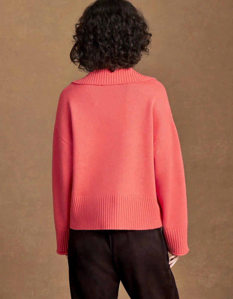 Coral Collar Jumper With Cashmere