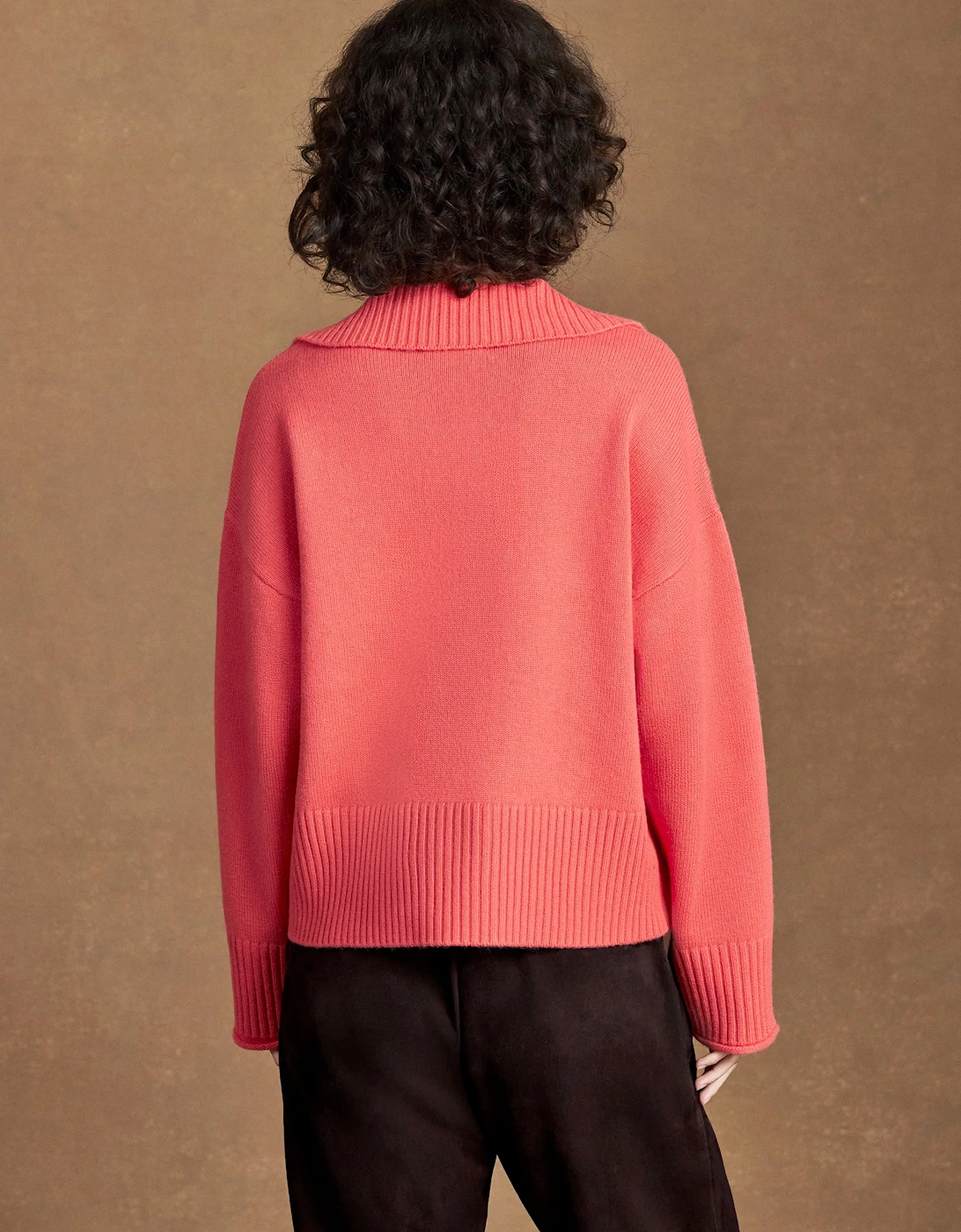 Coral Collar Jumper With Cashmere