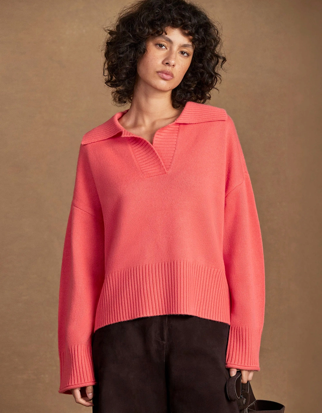 Coral Collar Jumper With Cashmere