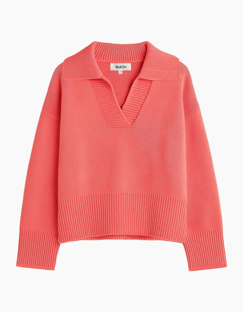 Coral Collar Jumper With Cashmere