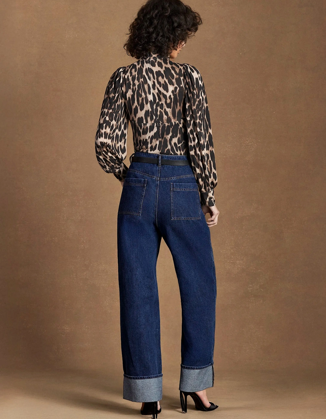 Leopard-Print Puff-Sleeve Bodysuit