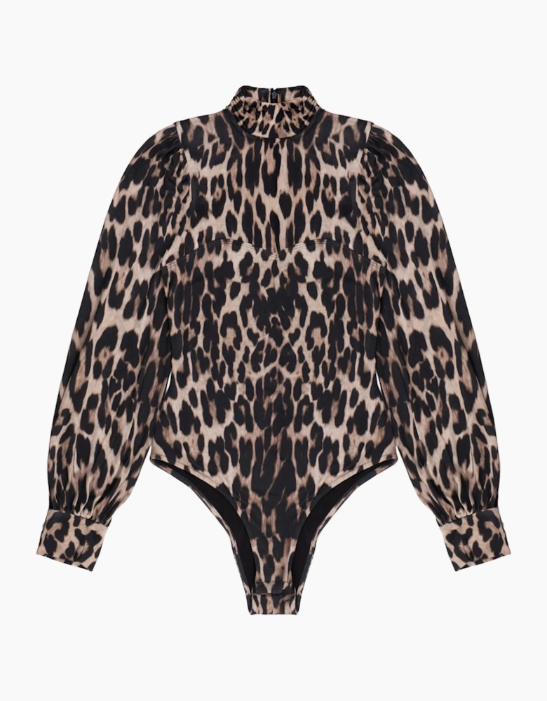 Leopard-Print Puff-Sleeve Bodysuit