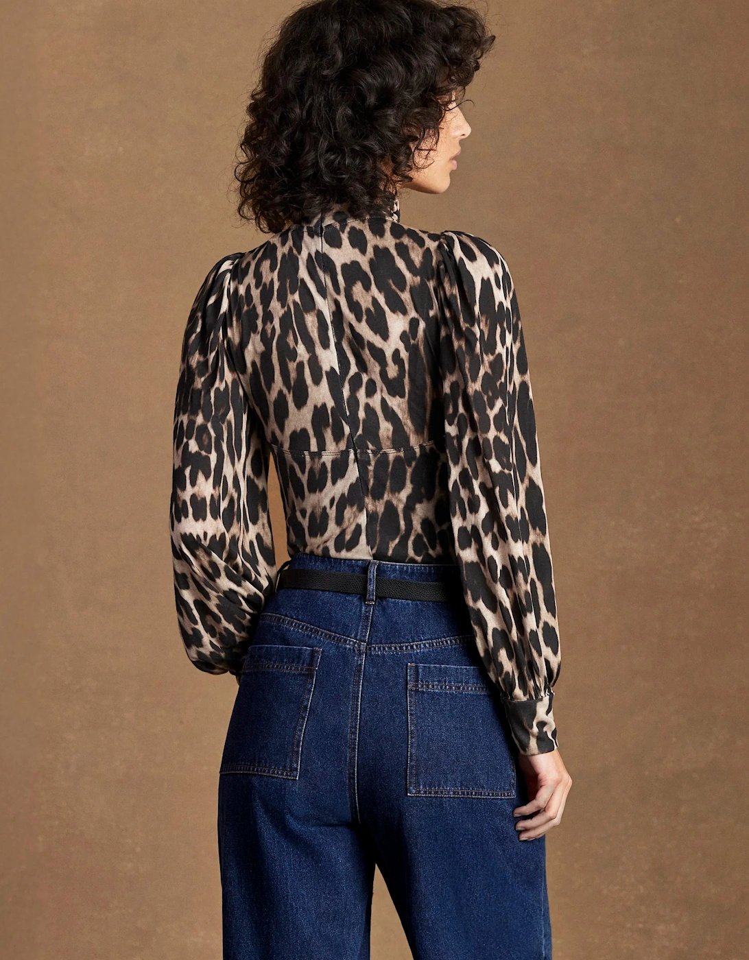 Leopard-Print Puff-Sleeve Bodysuit