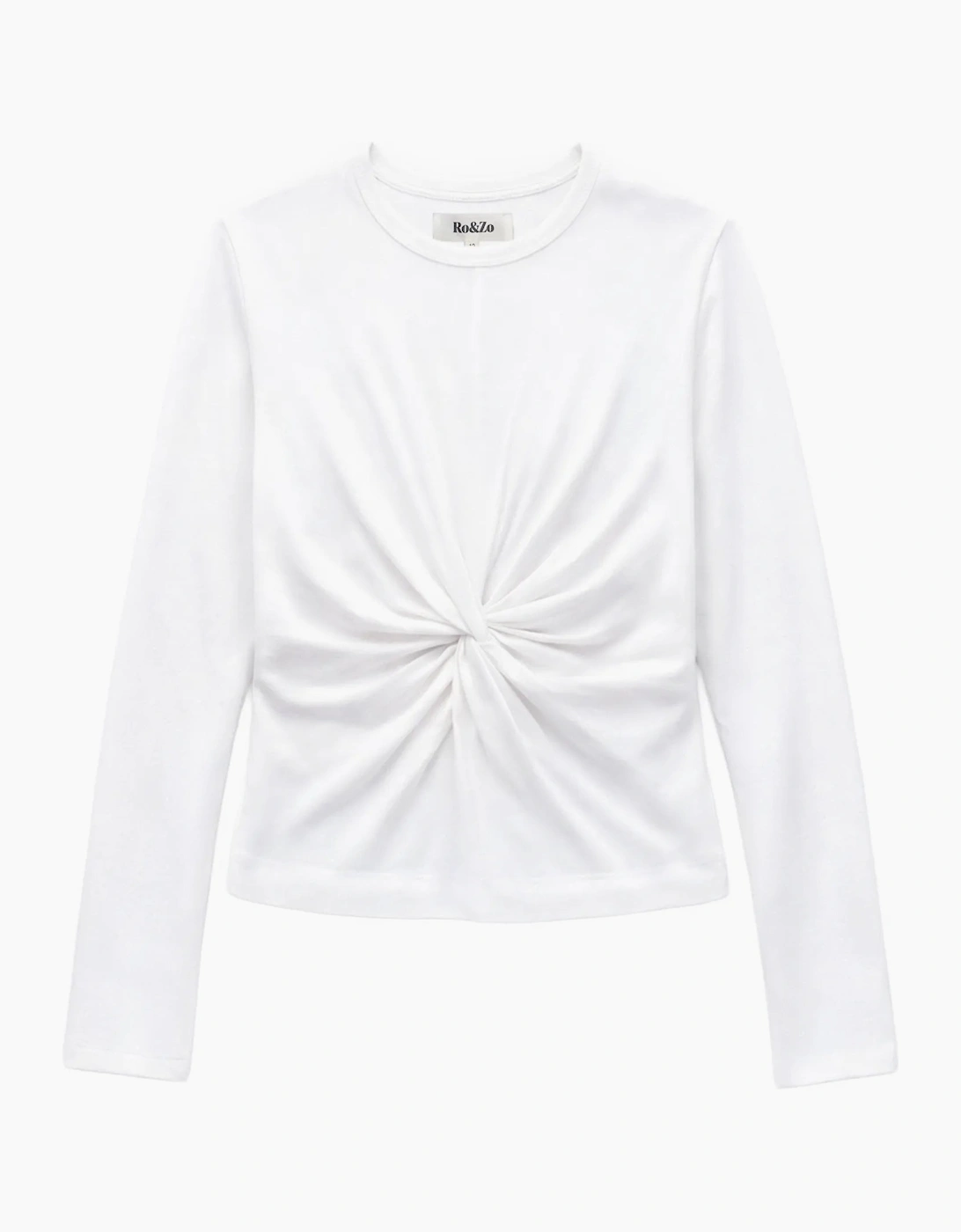 White Twist-Front Long-Sleeve Cotton T-Shirt, 6 of 5