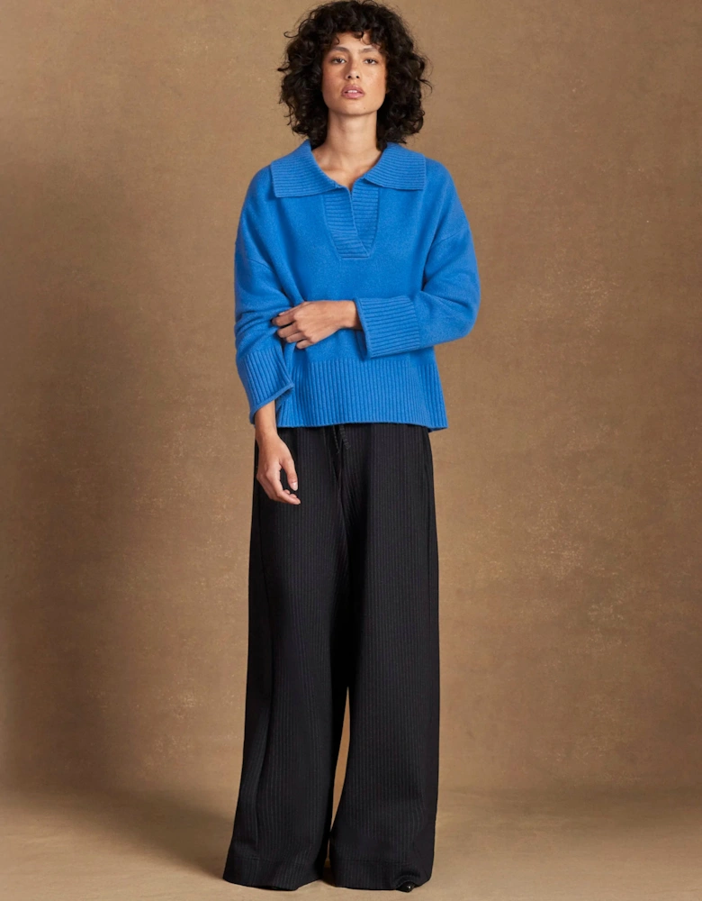 Cobalt Collar Jumper With Cashmere