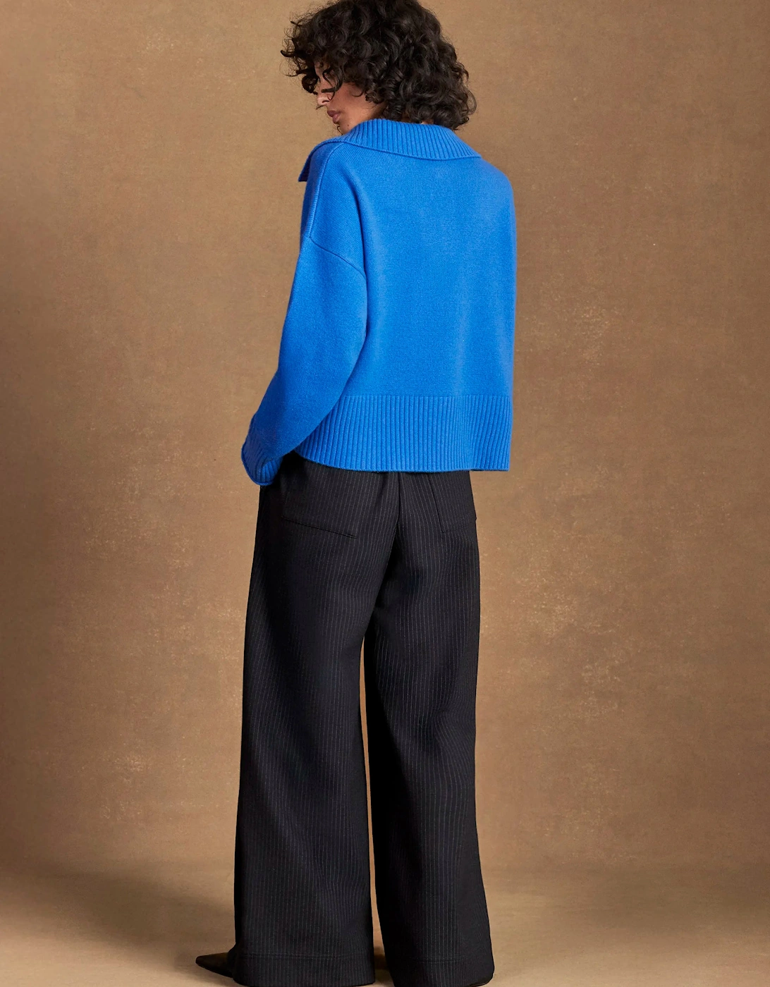 Cobalt Collar Jumper With Cashmere