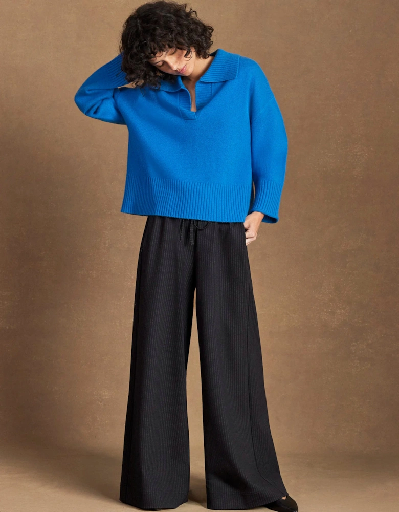 Cobalt Collar Jumper With Cashmere