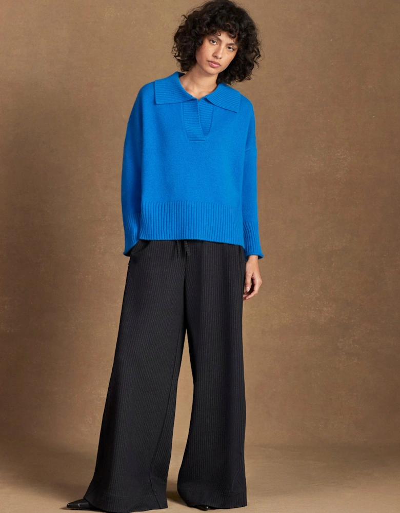 Cobalt Collar Jumper With Cashmere