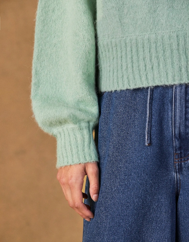 Green Cropped Jumper With Alpaca