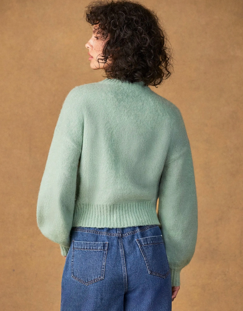Green Cropped Jumper With Alpaca