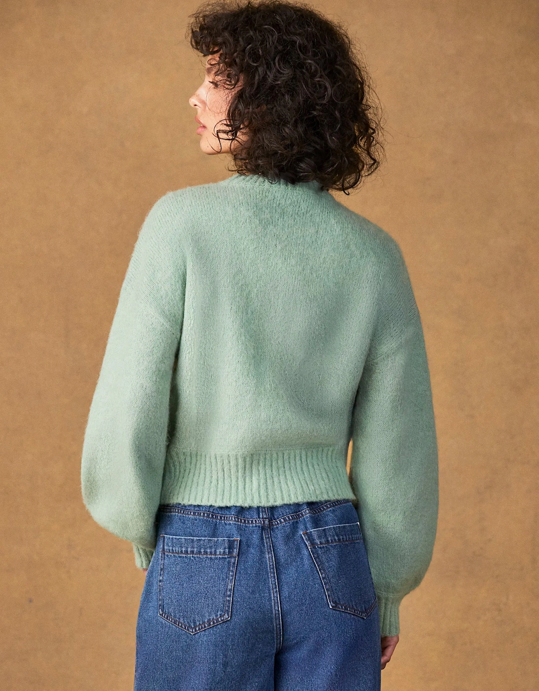 Green Cropped Jumper With Alpaca