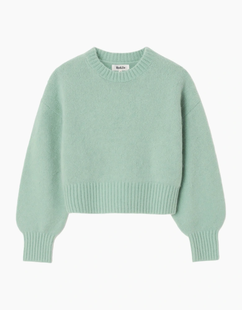 Green Cropped Jumper With Alpaca