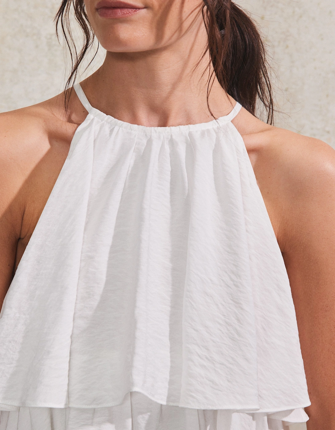 White Tiered Ruffle Mini Dress