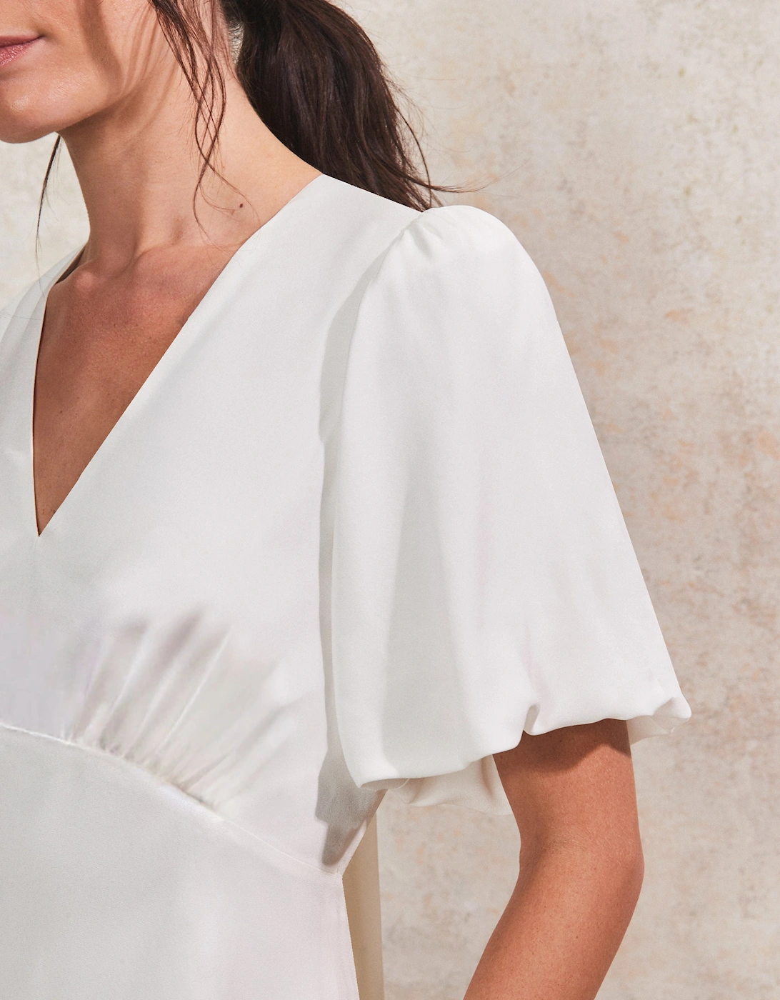 White Bias-Cut Tie-Back Midi Dress