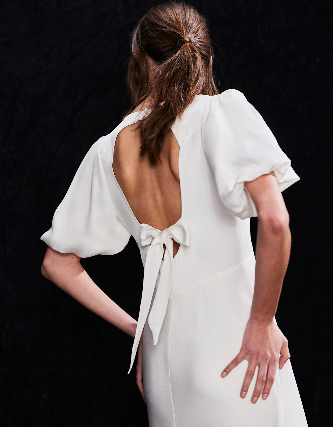 White Bias-Cut Tie-Back Midi Dress