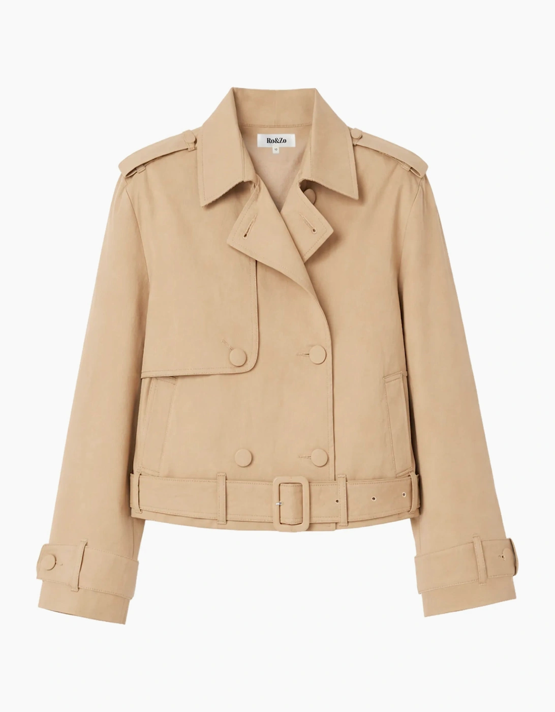 Camel Belted Cropped Trench Jacket, 8 of 7