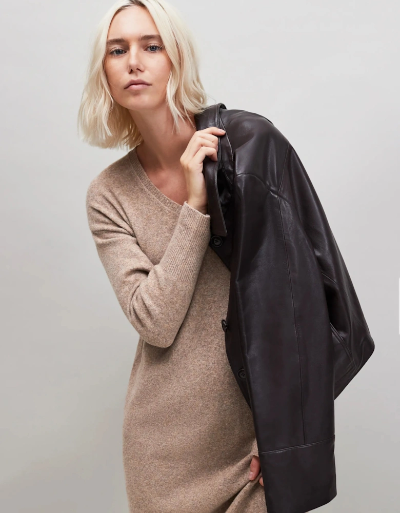 Oatmeal V-Neck Knit Dress