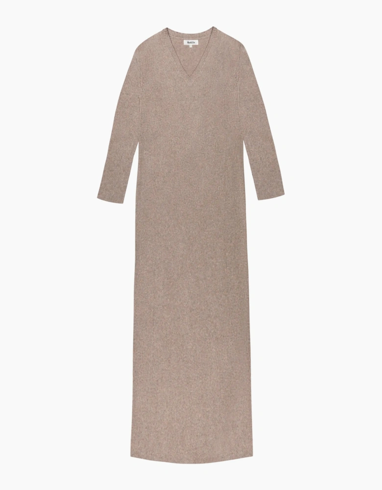 Oatmeal V-Neck Knit Dress