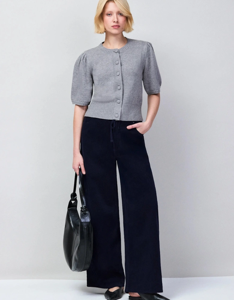 Grey Button Front Cardigan With Wool And Cashmere