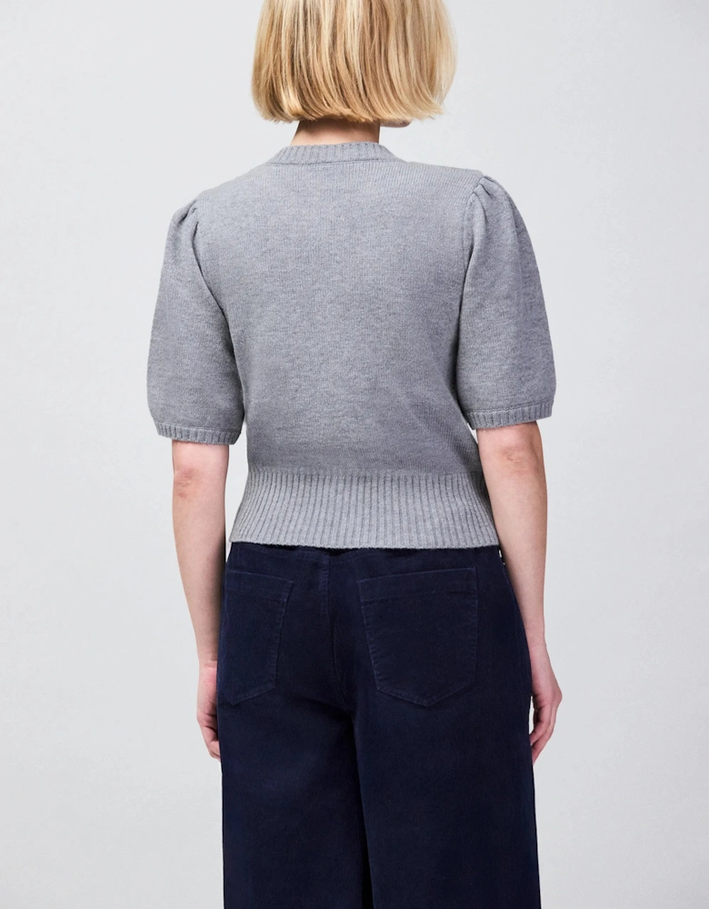 Grey Button Front Cardigan With Wool And Cashmere