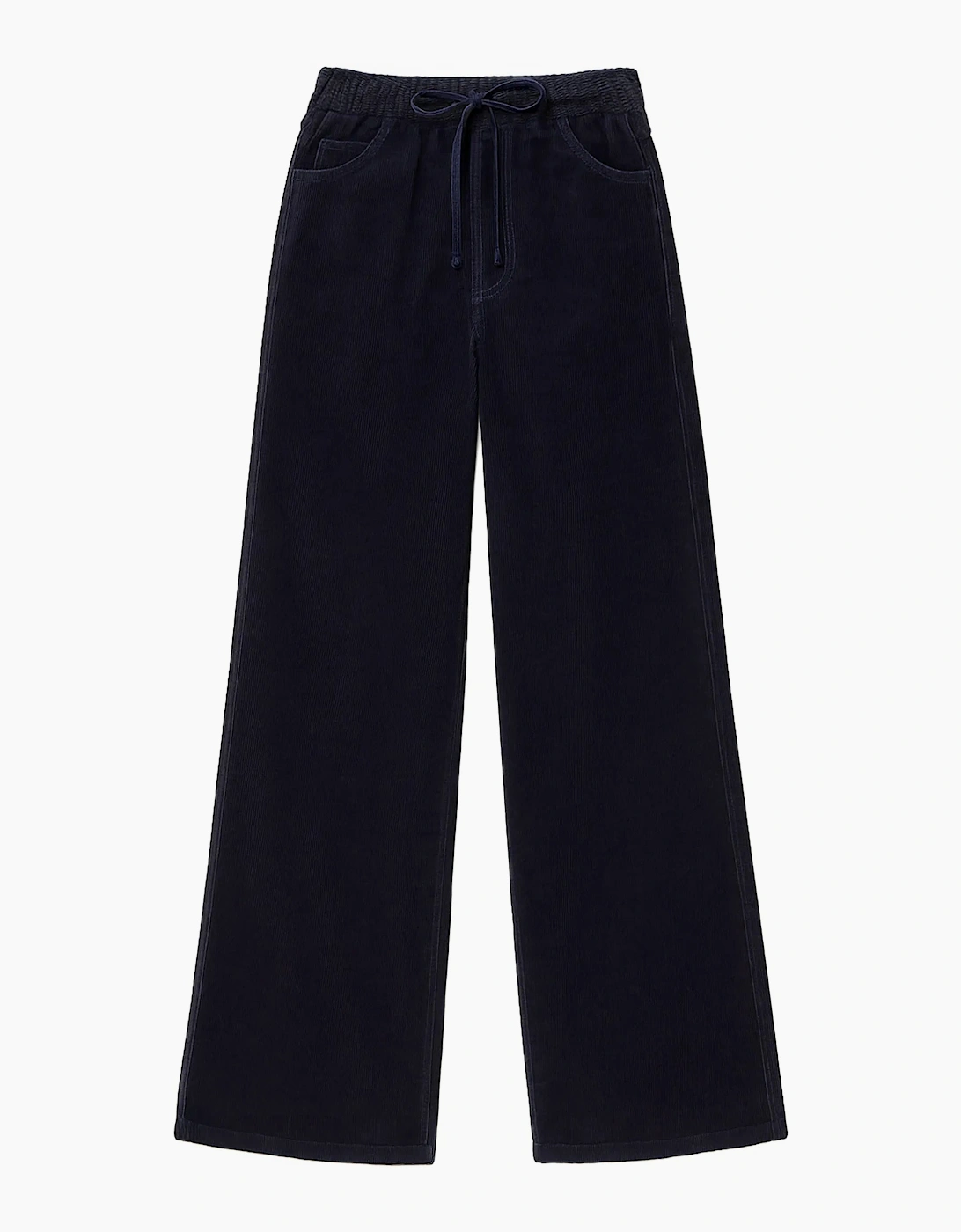 Petite Navy Cord Drawstring Wide Leg Trousers, 7 of 6