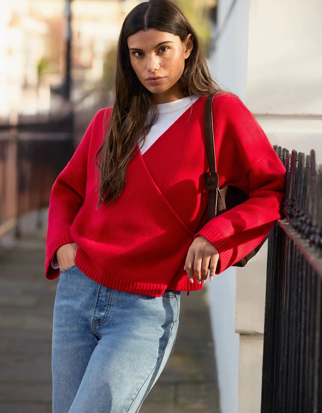 Red Wrap Cardigan With Cashmere