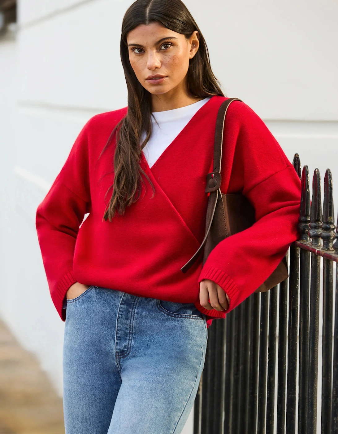 Red Wrap Cardigan With Cashmere