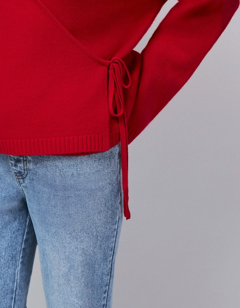 Red Wrap Cardigan With Cashmere
