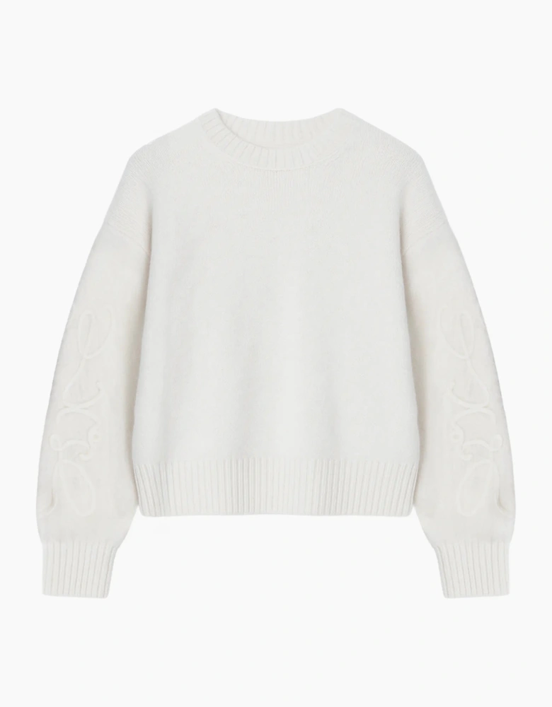 Ivory Applique Sleeve Jumper With Alpaca