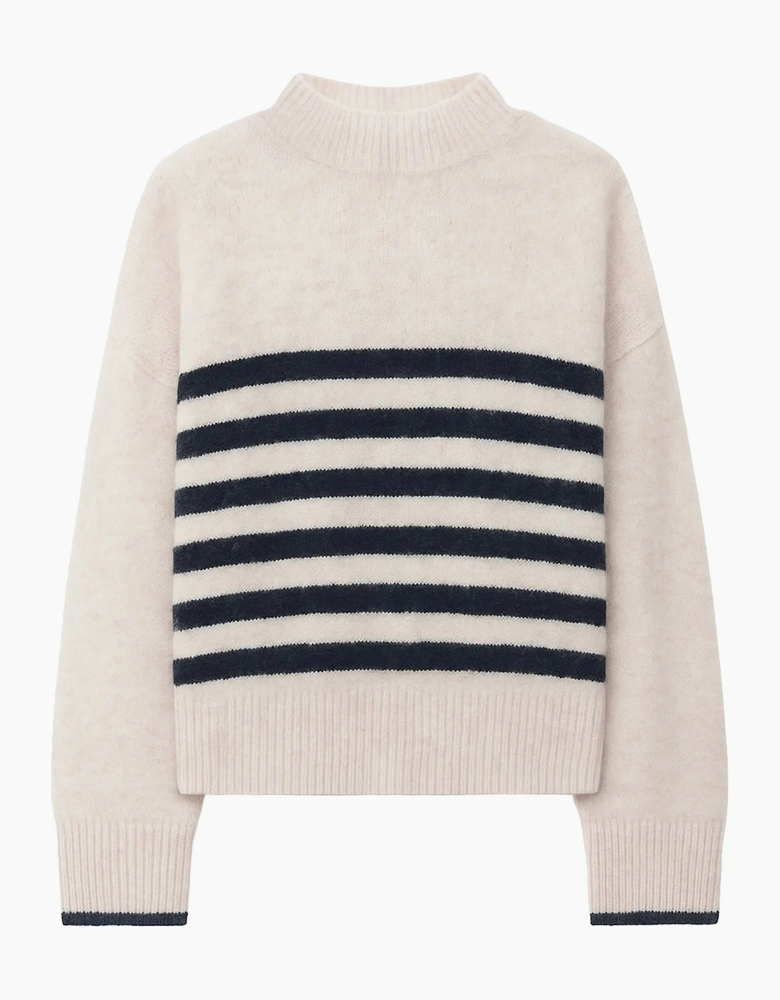 Ivory And Navy Stripe Fluffy Jumper With Alpaca, 6 of 5