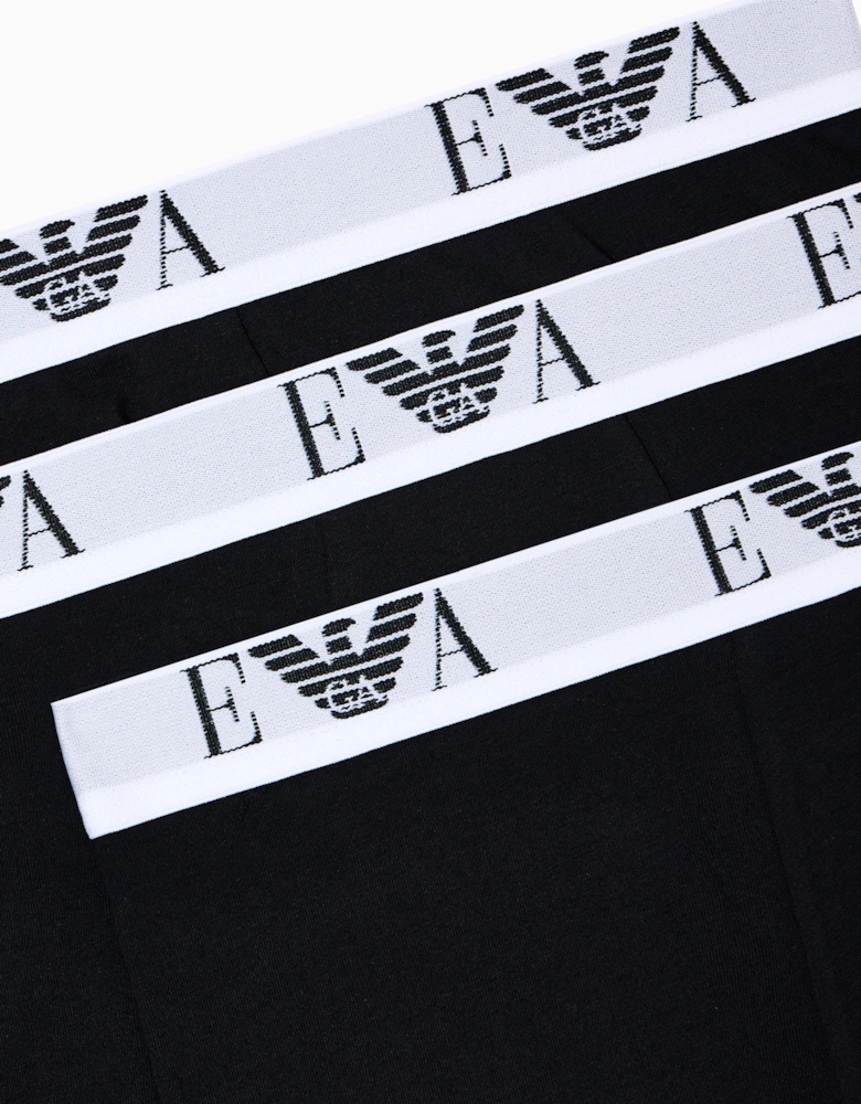 3-Pack Mens Boxer Shorts with Eagle Logo Waistband - Black/Black/Black