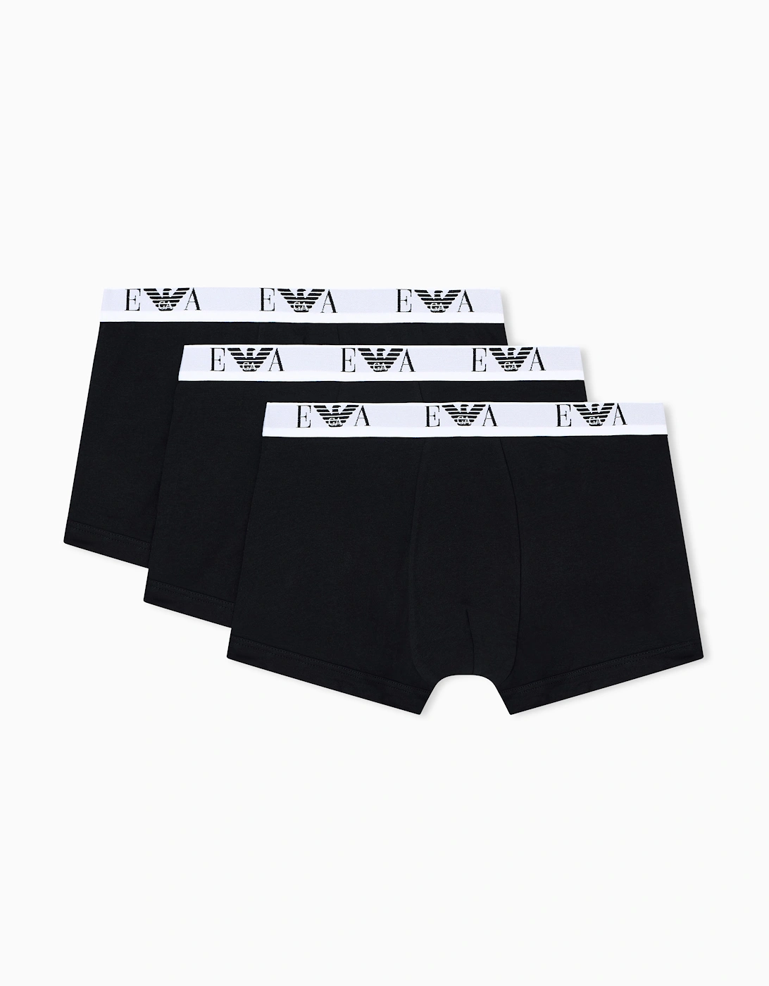 3-Pack Mens Boxer Shorts with Eagle Logo Waistband - Black/Black/Black, 3 of 2