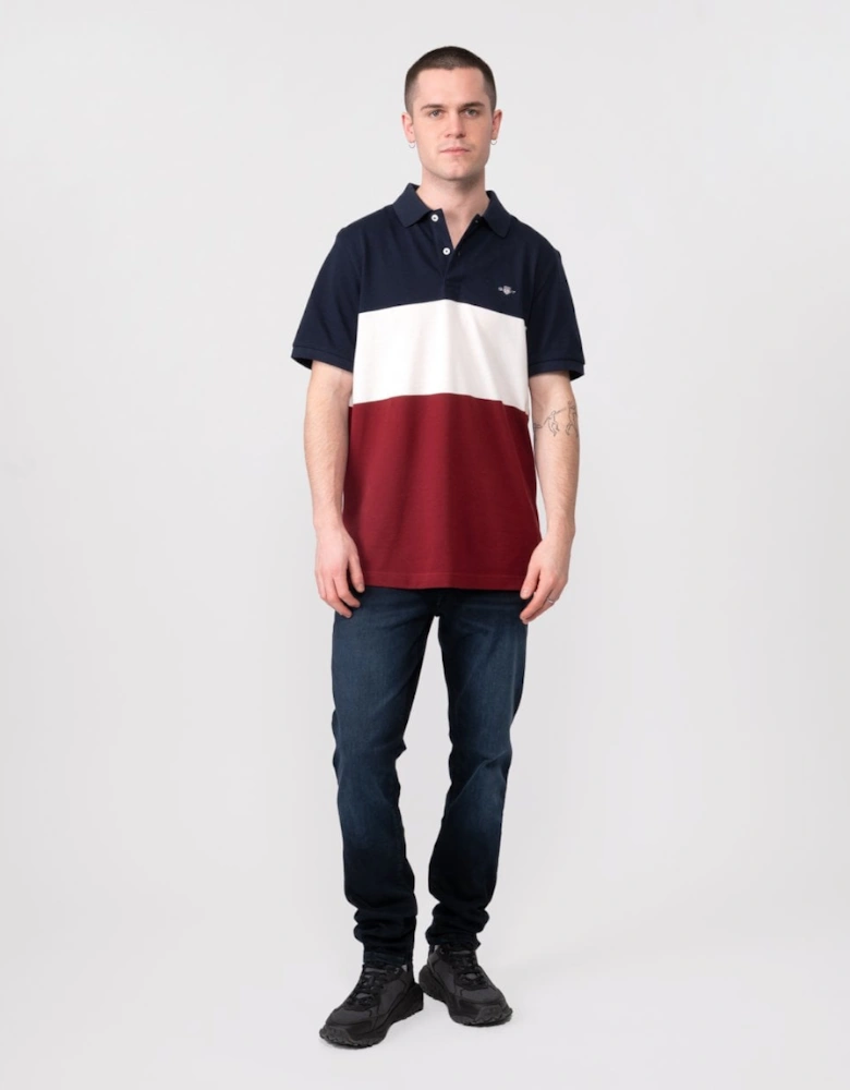 Mens Block Stripe Short Sleeve Rugger