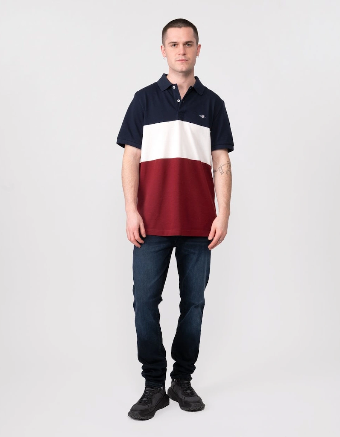 Mens Block Stripe Short Sleeve Rugger