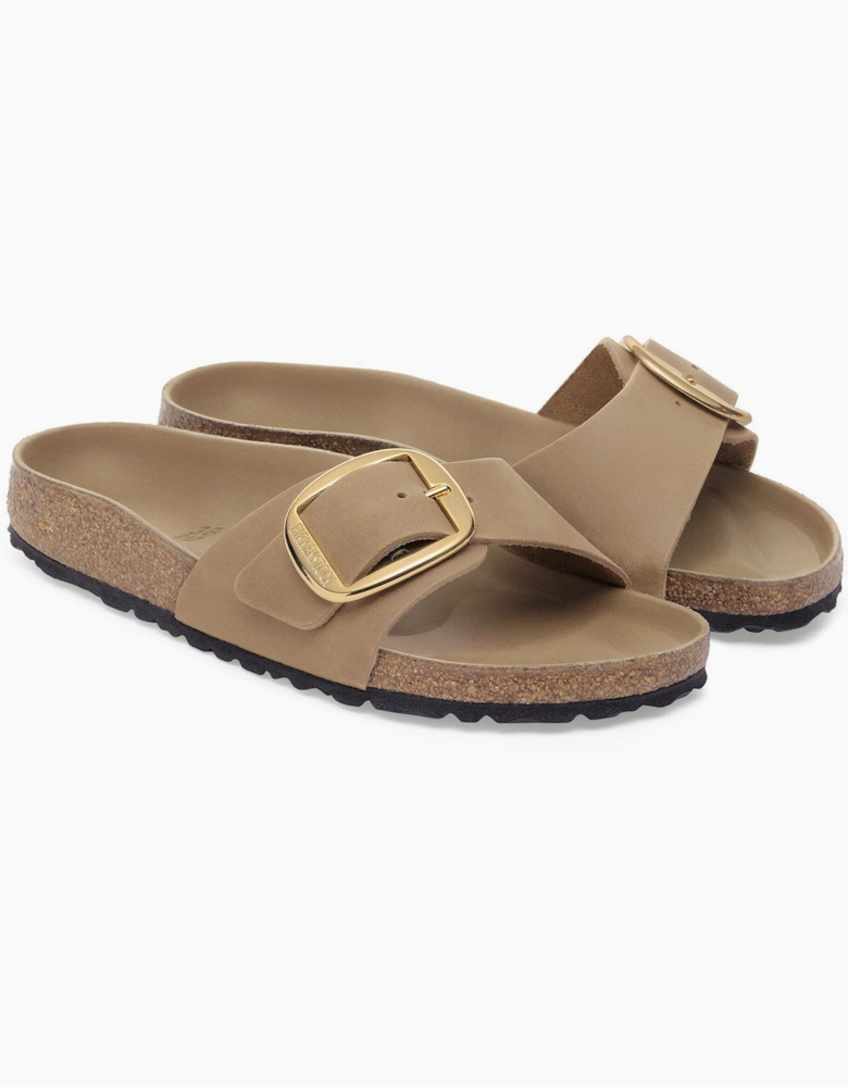 Big Buckle Oiled Leather Womens Sandals - Tobacco Brown