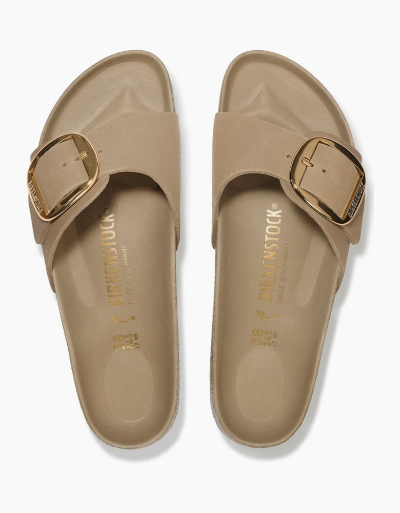 Big Buckle Oiled Leather Womens Sandals - Tobacco Brown