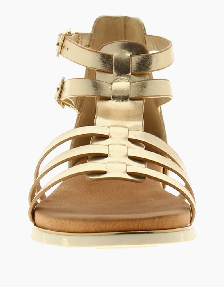 Womens Gladiator Sandals Strappy Valentina Buckle gold UK Size