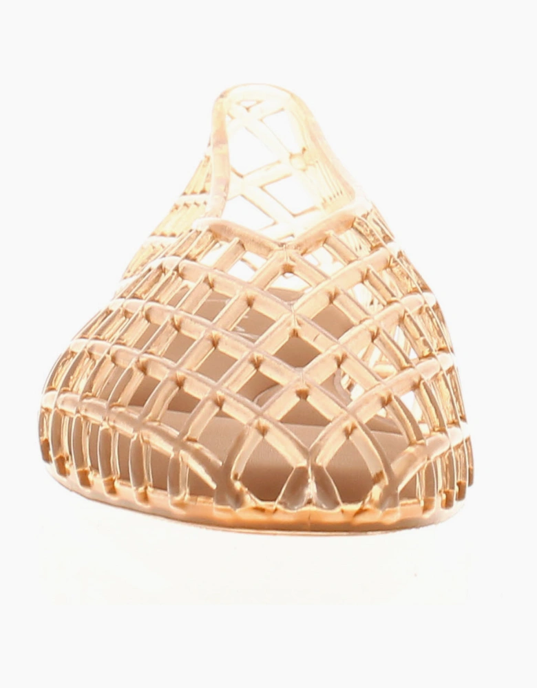 Womens Flat Shoes Jelly Sandals Summer Cage Slip On brown UK Size