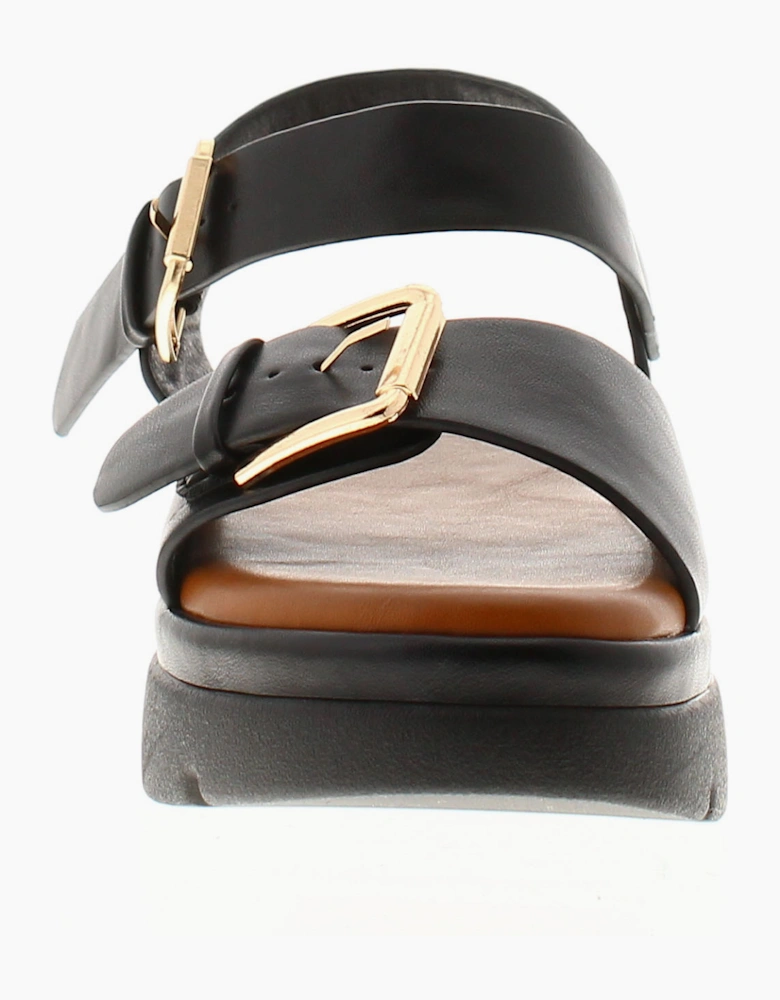 Womens Wedge Sandals Zoe Buckle black UK Size