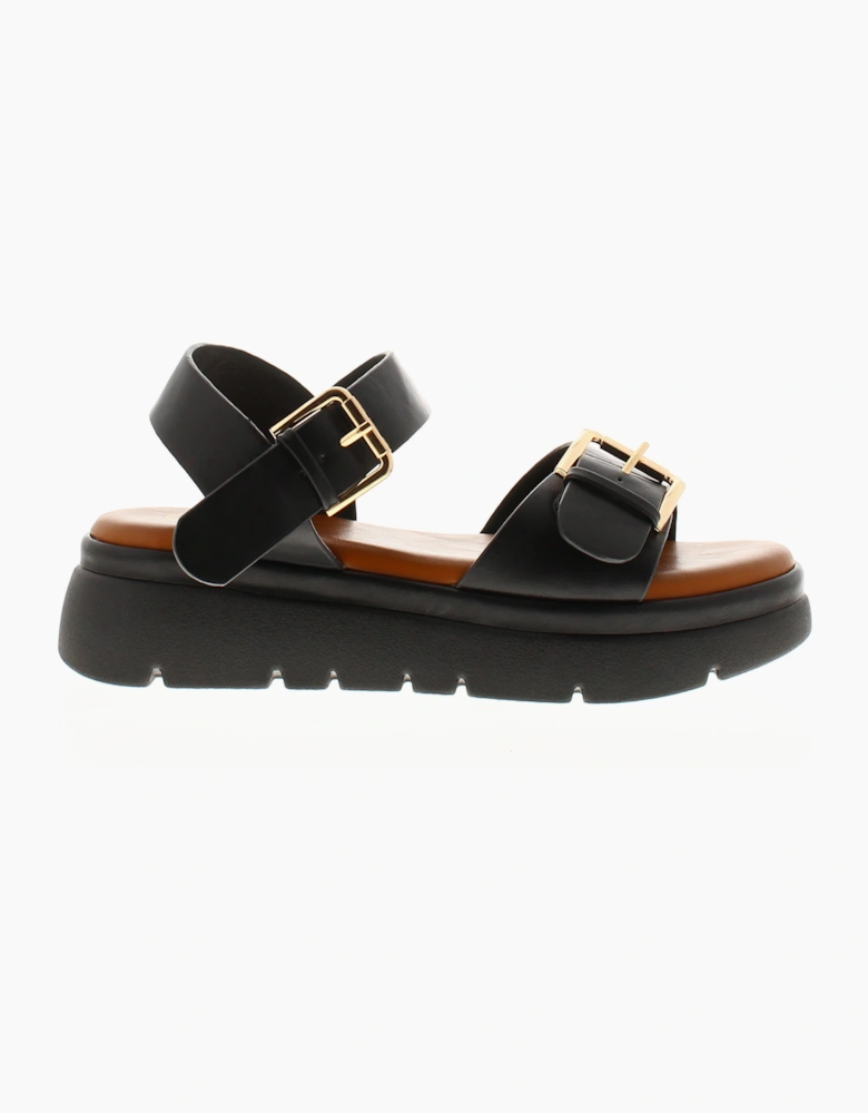 Womens Wedge Sandals Zoe Buckle black UK Size